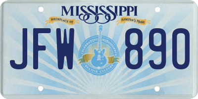 MS license plate JFW890