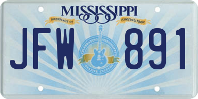 MS license plate JFW891