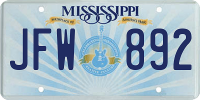 MS license plate JFW892