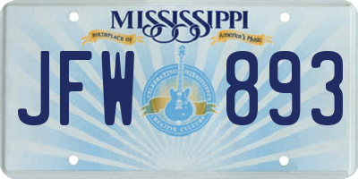 MS license plate JFW893