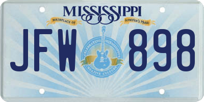 MS license plate JFW898