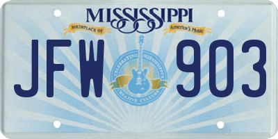 MS license plate JFW903