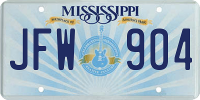 MS license plate JFW904