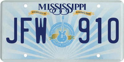 MS license plate JFW910