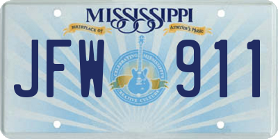 MS license plate JFW911