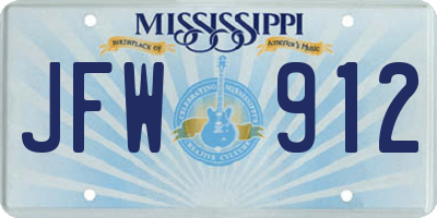 MS license plate JFW912