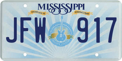 MS license plate JFW917