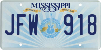 MS license plate JFW918