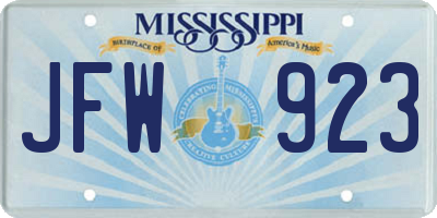 MS license plate JFW923