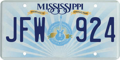 MS license plate JFW924