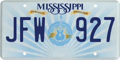 MS license plate JFW927