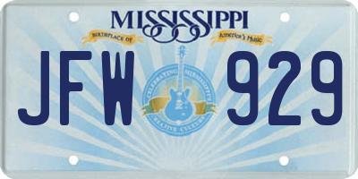 MS license plate JFW929
