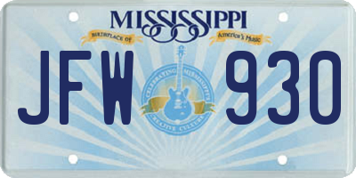 MS license plate JFW930