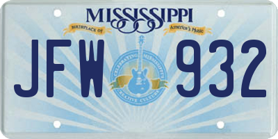 MS license plate JFW932