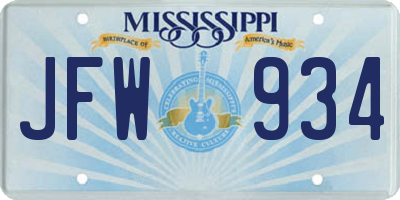 MS license plate JFW934