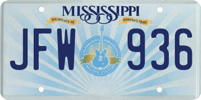 MS license plate JFW936