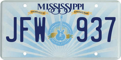 MS license plate JFW937