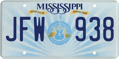 MS license plate JFW938