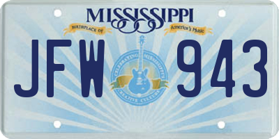 MS license plate JFW943