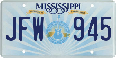 MS license plate JFW945