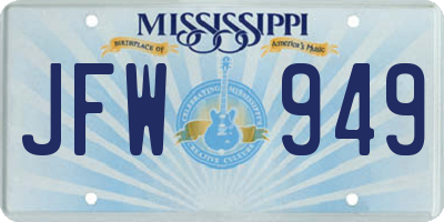 MS license plate JFW949