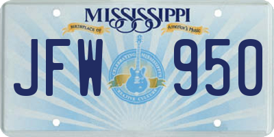 MS license plate JFW950