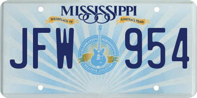 MS license plate JFW954