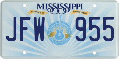 MS license plate JFW955