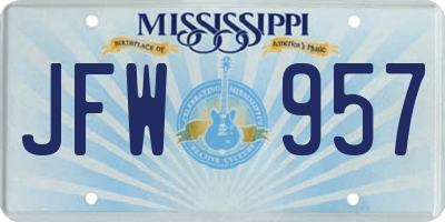 MS license plate JFW957
