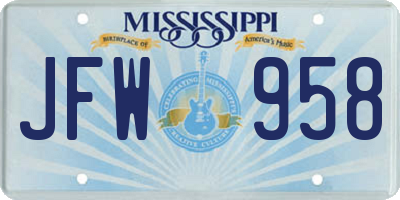 MS license plate JFW958