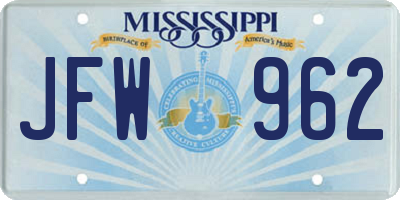 MS license plate JFW962