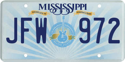 MS license plate JFW972