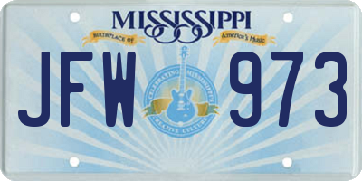 MS license plate JFW973