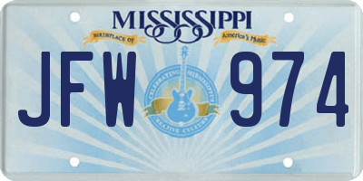 MS license plate JFW974