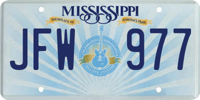MS license plate JFW977