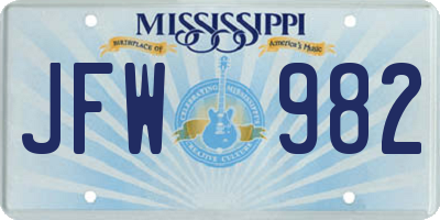 MS license plate JFW982