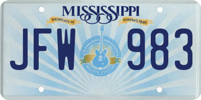 MS license plate JFW983