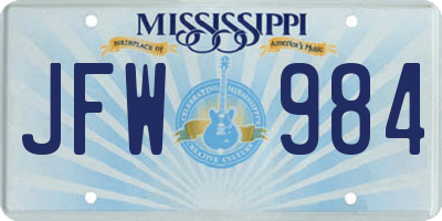 MS license plate JFW984