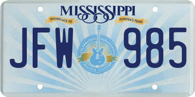 MS license plate JFW985