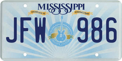 MS license plate JFW986
