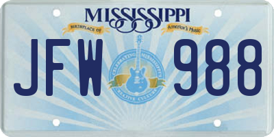 MS license plate JFW988
