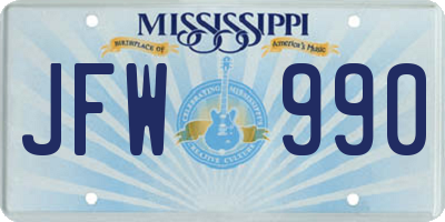 MS license plate JFW990