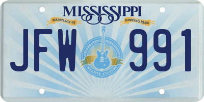 MS license plate JFW991