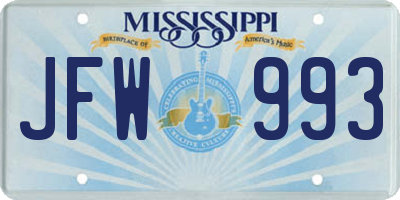 MS license plate JFW993