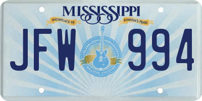 MS license plate JFW994