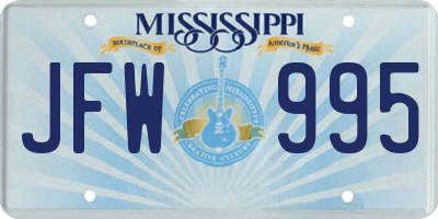MS license plate JFW995