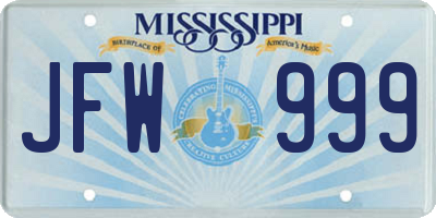 MS license plate JFW999