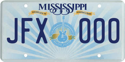 MS license plate JFX000