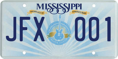 MS license plate JFX001