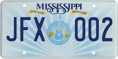 MS license plate JFX002